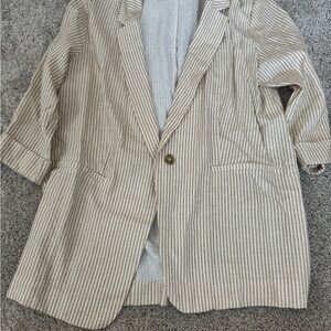 Maurices Beige and White Striped Blazer